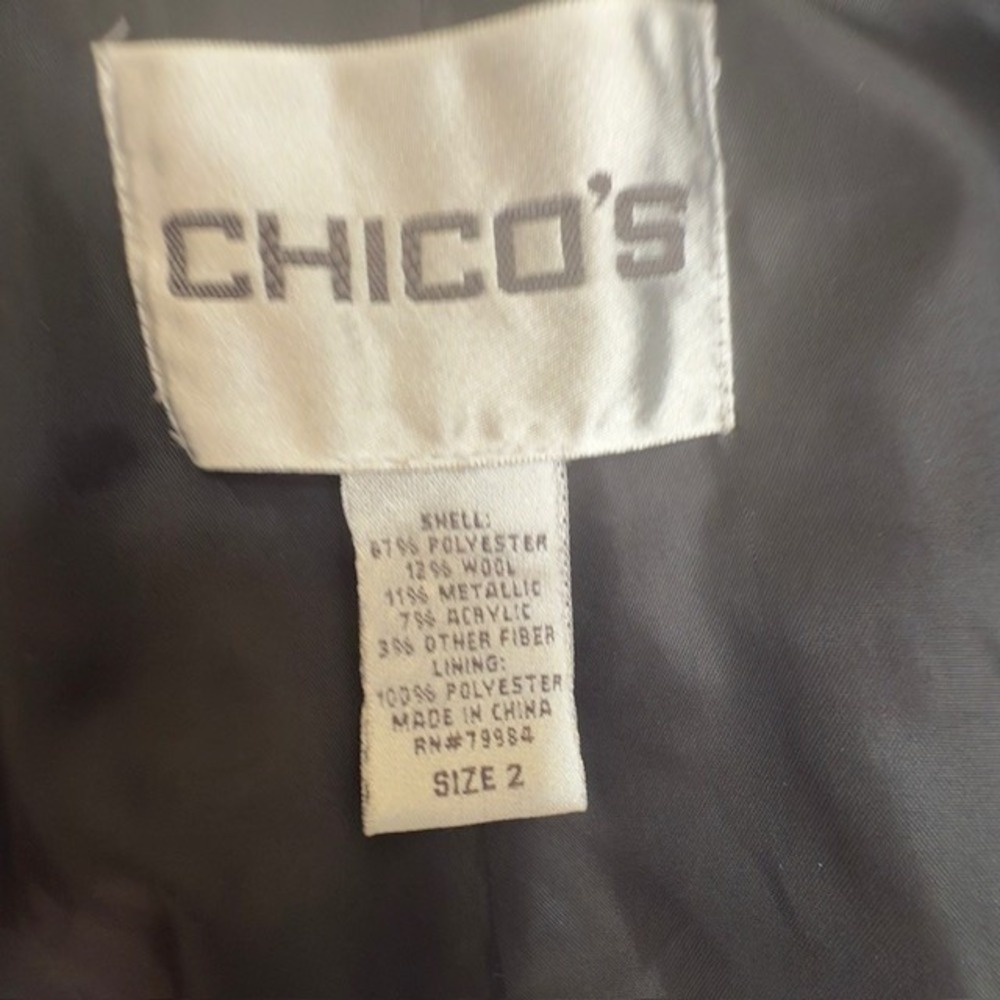 Chico's Blazer Women's Size Button Shimmer Metallic Glitz Glam Corporate Shimmer - Picture 4 of 13